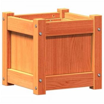 Bac à Plantes Terrasse Cire Marron – 31 × 31 × 31 cm en Bois de Pin Massif