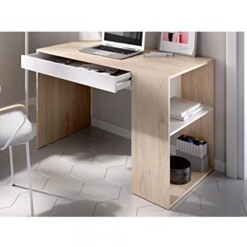 Escritorio TEO con estante y cajón 74x115x50 cm Natural/Blanco