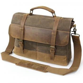Lifewit Herrentasche: wasserfeste Canvas‑Ledertasche für Laptop