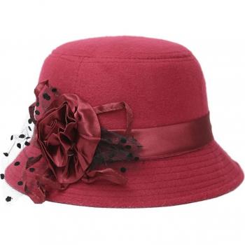 Ladies' Warm Bucket Cap with Flower