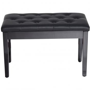 HOMCOM Klavierhocker Klavierbank traditionellen Landhausstil kosmetischer Hocker Stauraum Gummiholz Kunstleder Schwarz 76 x 36 x 50 cm