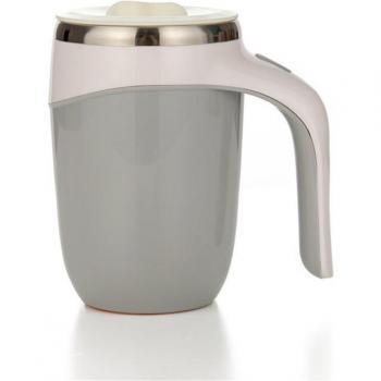Double Layer Stainless Steel Office Mug with Magic Suction Cup – Non‑Pouring Simple Handle