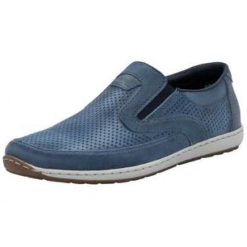 Cuir Castor Basket Basse Rieker Bleu