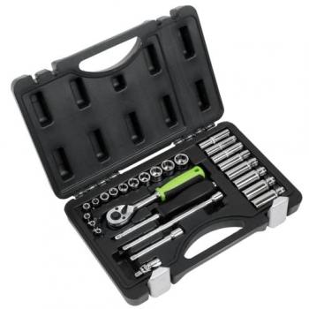 Sealey Metric Socket Set, 26pc, 1/4D Chrome Deep and Standard Length, S01234