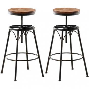 Set de taburetes de bar Beam de metal y madera en bronce