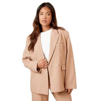 Camel‑Tinted Double‑Breasted Women's Petite Blazer – Size 10