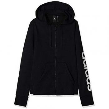 Women’s Adidas Essentials Linear Full Zip (Black/White), X‑Small