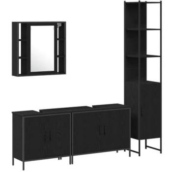 Colección de Muebles de Baño en Tonos Negruzcos – Juego de 4 piezas (33x33x185.5 cm)
