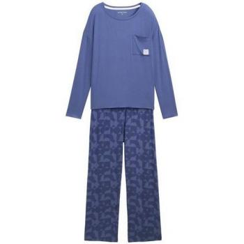 TOM TAILOR Damen Sweatpants Pyjama-Set mit Muster in Blau