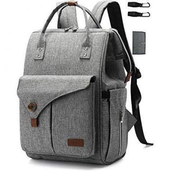 CALIYO Wickelrucksack groß, Baby Wickeltasche multifunktional, Windeltasche, Babytasche Schulrucksack Picknick Rucksack Tagesrucksack unisex Damen und Herren (grün)