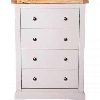 Loreo 4-Drawer Grey Petite Chest with Brass Knobs