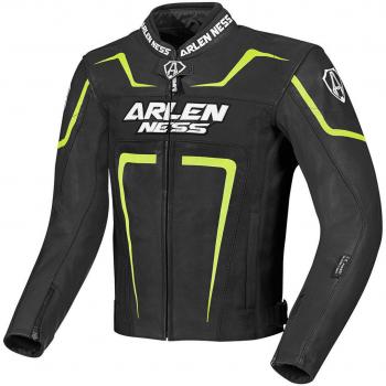 Leather Jacket Arlen Ness Motegi nero-giallo, misura 54