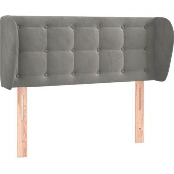 Chambre à coucher : tête de lit capitonnée, velours gris clair, dimensions 83×23×78 cm