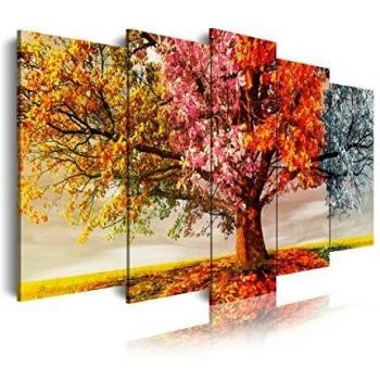 DEKOARTE 5-teiliges Leinwandbilder-Set Bäume Landschaft 200x100cm