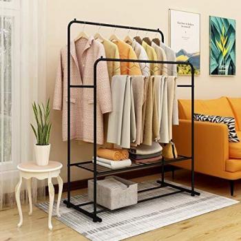 JURMERRY Heavy Duty Double Clothes Rail with Shelf