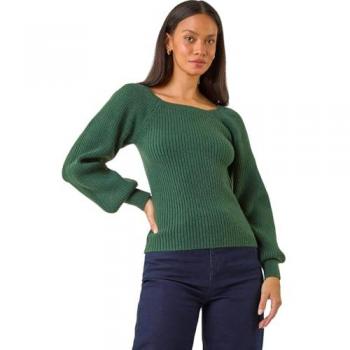 Pullover vert ribbed avec coupe blouson