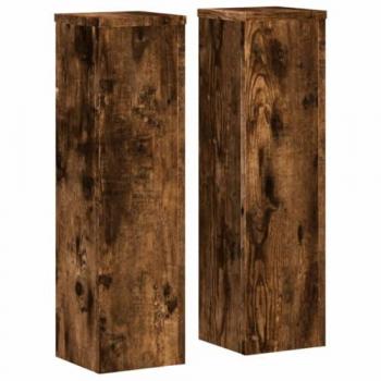 Smoked Oak Plant Stand 2pcs 17x17x60 cm Engineered Wood vidaXL