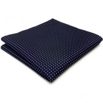 Classic Blue Polka Dot Tie with Pocket Square for Men