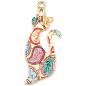 Boîte de Pendentifs Bohémiens en Émail, Métal Or, Étoile et Fleur, 10 Pièces, 37x13mm
