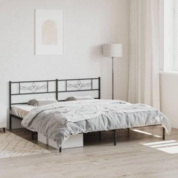 VidaXL Bettgestell 180x200 cm Metall Schwarz mit Kopfteil