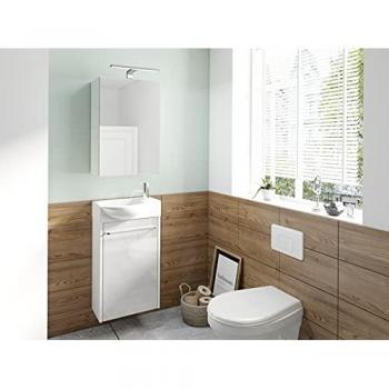 ByLIVING Spiegelschrank SPREE, 40 cm, matt weiß, Soft-Close, LED