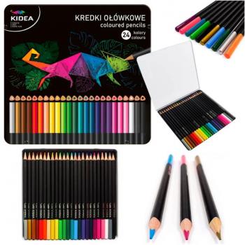 Kidea 24 crayones en caja de metal