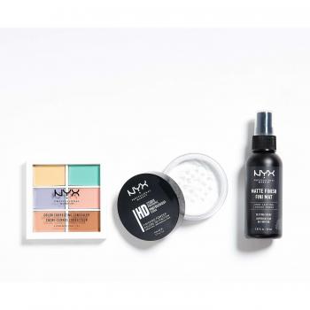 NYX Professional Makeup Bestseller Kit, Farbkorrektur-Palette, Makeup-Finish-Puder, Setting Spray, 3-teiliges Makeup-Set
