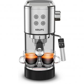 Krups Virtuoso+ 15-Bar Espresso-Siebträgermaschine mit Dampfdüse, 1350 W, Edelstahl/Schwarz