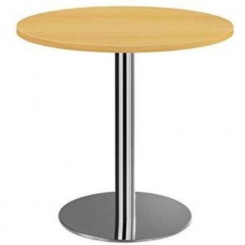 Kaiserkraft Besprechungstisch Ø 800 mm – Gestell verchromt, Platte Buche-Dekor