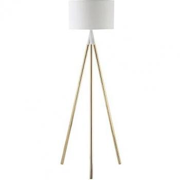 Lámpara de Pie con Trípode de Metal y Pantalla de Tela Diámetro 53 cm