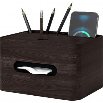 Organiseur de bureau avec compartiments en bois marron