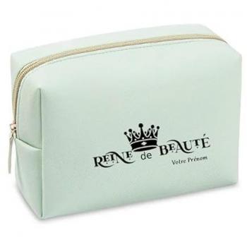 Trousse à maquillage Vert pastel avec motif Reine de beauté