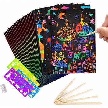 DIY Rainbow Scratch Art Card Set