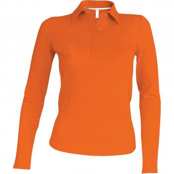 Orange Damen Poloshirt Langarm von Kariban