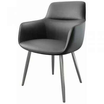 Fauteuil Pejo-Flex Echtleder Schwarz 4-Fuß konisch Edelstahl