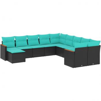 Rattan Breeze Outdoor Sofa Set with Cushions – Black