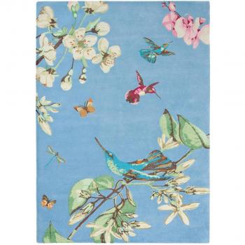 Tapis fait main Wedgwood 170x240 bleu et rouge pour salon