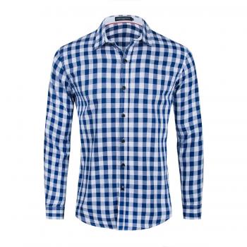 Men's Long Sleeve Cotton Plaid Shirt