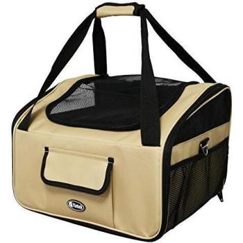 Porta animali da compagnia Yatek, pieghevole, fino a 9 kg, 41 x 35 x 26 cm, beige, oxford 600D