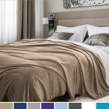 Fleece Blanket for Bed by Bedsure, Queen Size, Versatile, Fluffy Soft, Large Throw, Camel, 220x240cm