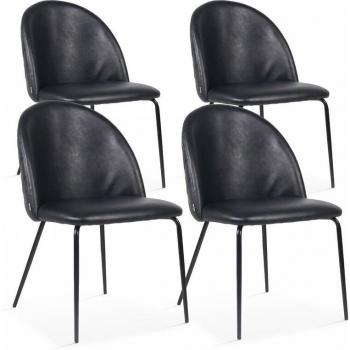 Lot de 4 chaises noires en textile