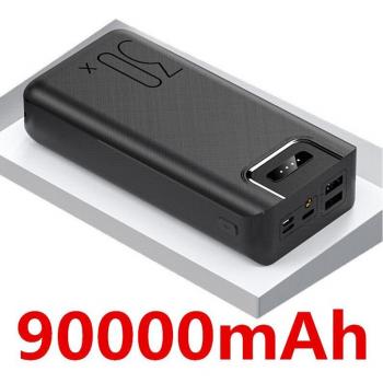 Powerbank 90000mAh mit Typ C, Micro USB C und LED-Anzeige für iPhone 12Pro, Xiaomi und Huawei