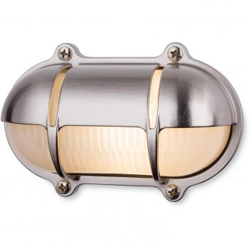 Nautic Outdoor Brass Bulkhead Wall Light Oval Nickel Finish IP64 E27