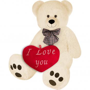 Orsacchiotto gigante 100cm beige con cuscino cuore 32cm