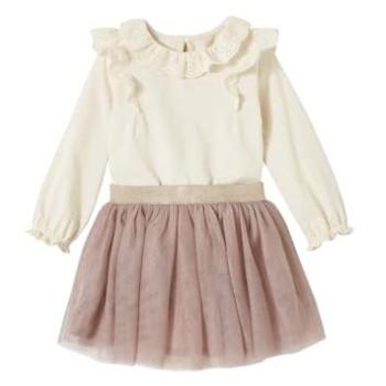 VERTBAUDET : T-shirt à collerette et jupon tulle écru pour bébé