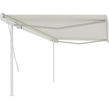 Manual Retractable Awning with Posts 5x3.5 m Cream