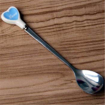 Cuchara de cerámica y acero inoxidable Love Hearts para postres
