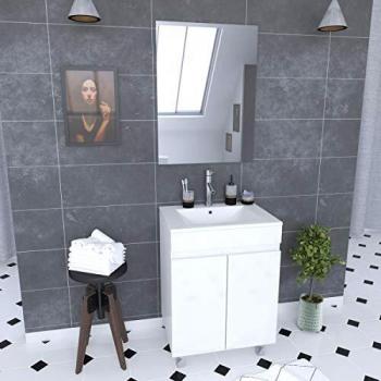 Mobile da Bagno Aurlane 60x45x81 in MDF Bianco Lucido
