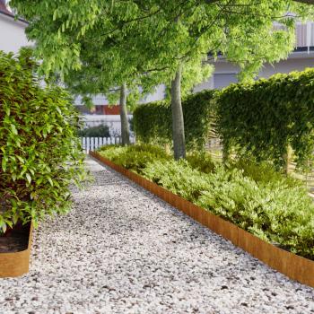 Flexible Corten Steel Lawn Edgings 10 pcs 15x103 cm