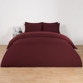 Plain Dyed Superking Duvet Cover Set with Pillowcases, Burgundy